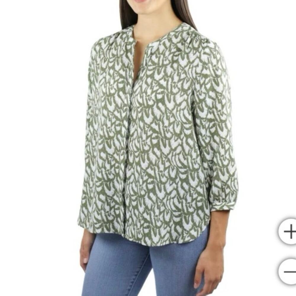 Jachs Girlfriend Ladies' 3/4 Sleeve Blouse, Green, Flowy, Large